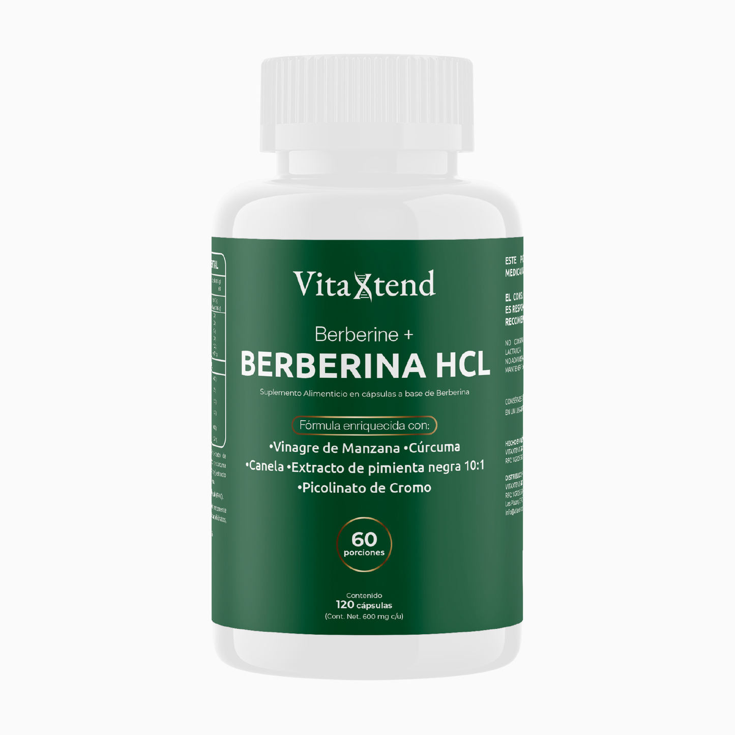 Berberina HCL 97% Pureza – Fórmula 6 en 1 | 120 Cápsulas