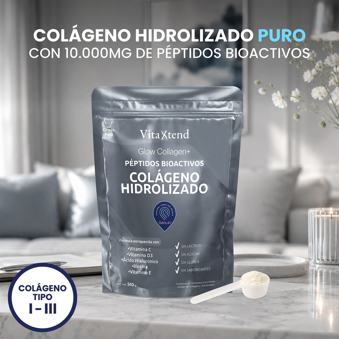 Péptidos Bioactivos de Colágeno Hidrolizado Genu-in® | 50 Porciones