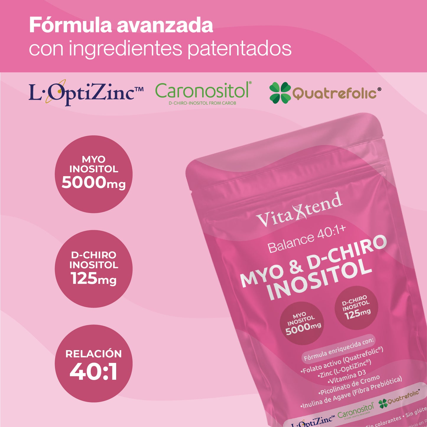 Inositol 40:1 (Caronositol®) – 5125 mg de Myo & D-Chiro Inositol | 45 Porciones